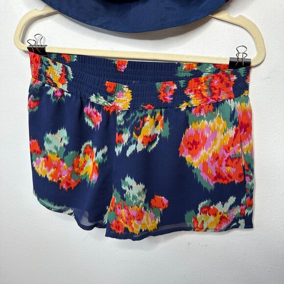 Joie Navy Anatase 2pc SET Floral Print Silk Top ( S ) Lanina Floral Short ( M ) - Picture 4 of 14